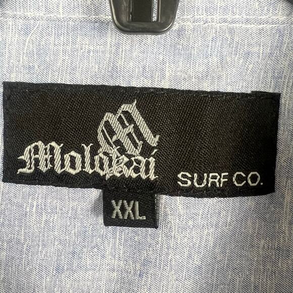 2 Molokai Surf Co. shirts men’s XXL 1-blue w/palm trees 1-Light heathery blue - Picture 8 of 10